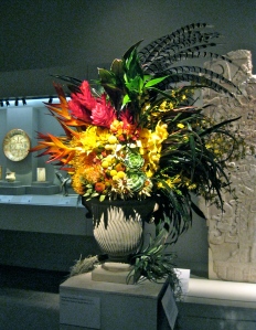 Large arrangement with pheasant feathers