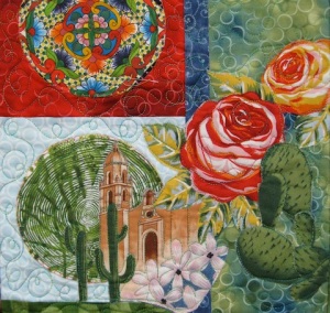 Detail of Fiesta Beauties quilt, by Alethea Ballard; middle right